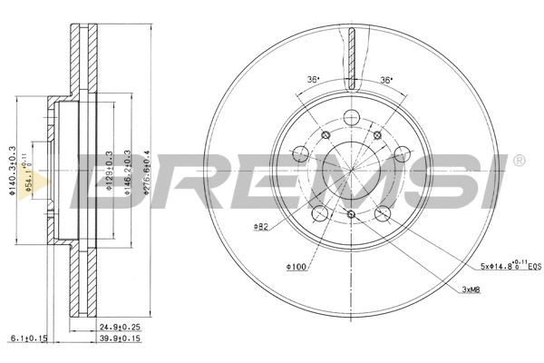 Disque de frein BREMSI CD6502V