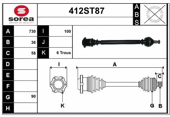 Arbre de transmission STARTCAR 412ST87