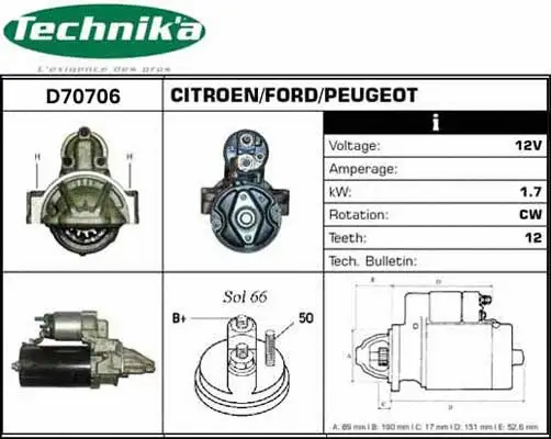 Démarreur Technika D70706
