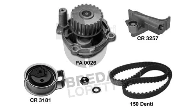 Pompe à eau + kit de courroie crantée BREDA LORETT KPA0683A