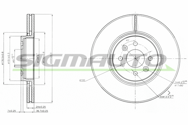 Disque de frein SIGMAUTO DBB513V