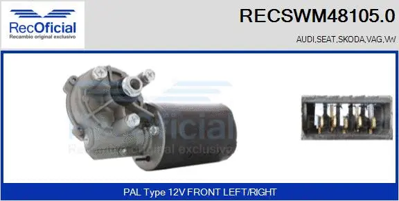 Moteur d'essuie-glace RECOFICIAL RECSWM48105.0