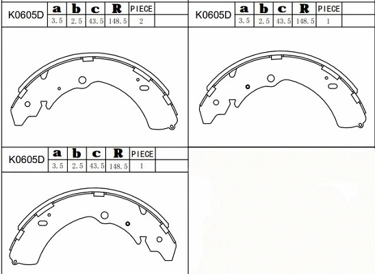 Jeu de mâchoires de frein ASIMCO K0605D