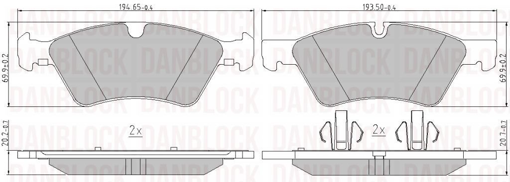 Kit de plaquettes de frein, frein à disque DANBLOCK DB 510575