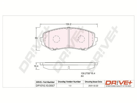 Kit de plaquettes de frein, frein à disque Dr!ve+ DP1010.10.0067