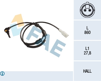Capteur, vitesse de roue FAE 78256