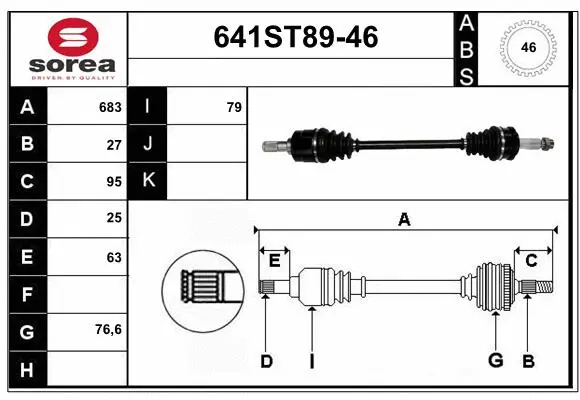 Arbre de transmission STARTCAR 641ST89-46