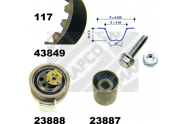 Kit de courroie crantée MAPCO 23849