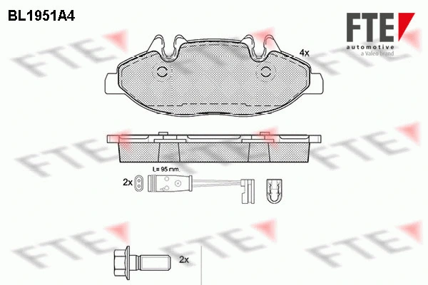 Kit de plaquettes de frein, frein à disque FTE 9010536