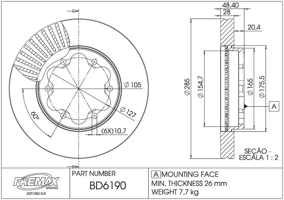 Disque de frein FREMAX BD-6190