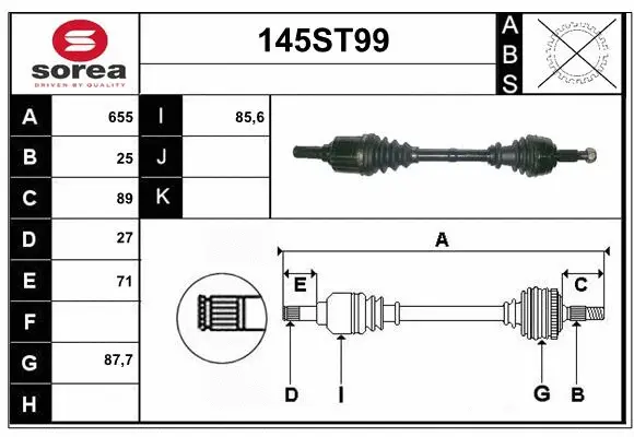 Arbre de transmission STARTCAR 145ST99