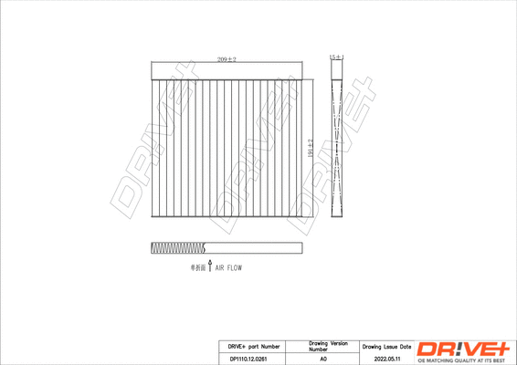 Filtre, air de l'habitacle Dr!ve+ DP1110.12.0261
