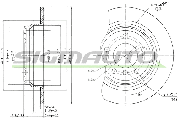 Disque de frein SIGMAUTO DBA835S