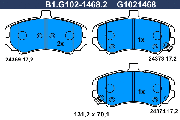 Kit de plaquettes de frein, frein à disque GALFER B1.G102-1468.2