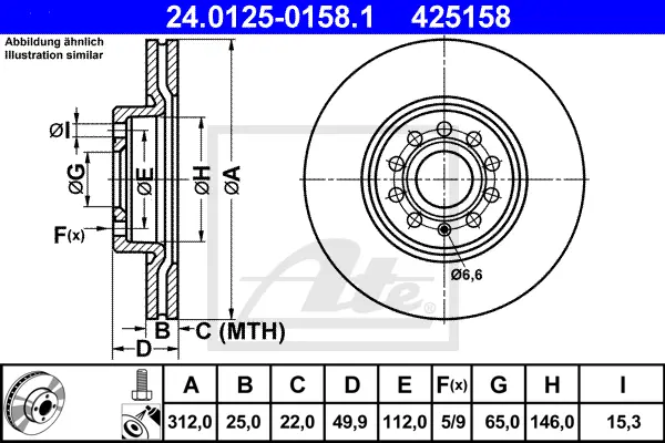 Disque de frein ATE-APAC 24.0125-0158.1