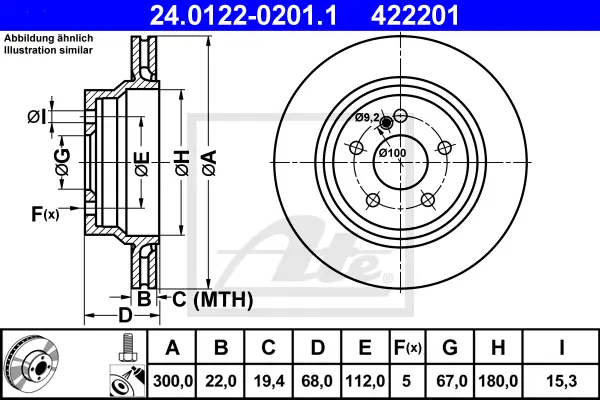 Disque de frein ATE-APAC 24.0122-0201.1