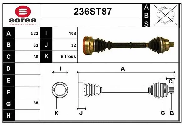Arbre de transmission STARTCAR 236ST87