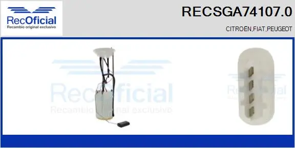 unité d'alimentation de carburant RECOFICIAL RECSGA74107.0