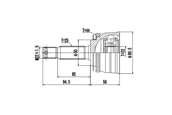 Jeu de joints, arbre de transmission DYNAMATRIX DCV827076