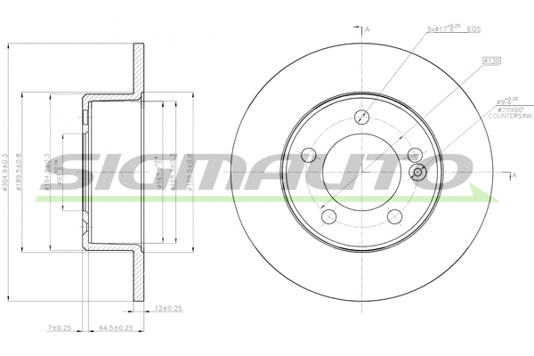 Disque de frein SIGMAUTO DBB976S