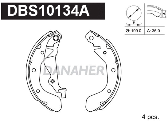 Jeu de mâchoires de frein DANAHER DBS10134A