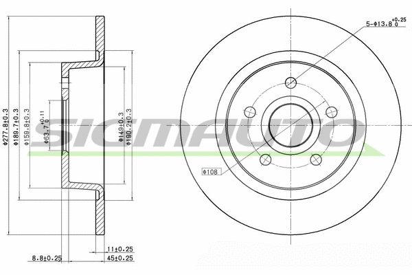 Disque de frein SIGMAUTO DBB497S