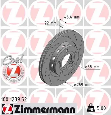 Disque de frein ZIMMERMANN 100.1239.52