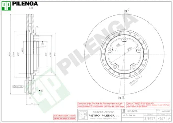 Disque de frein PILENGA V537