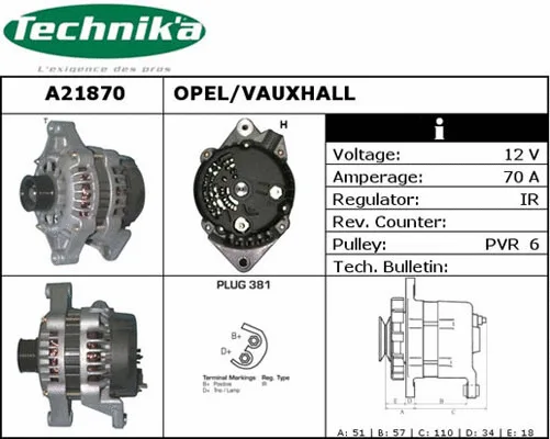 Alternateur Technika A21870