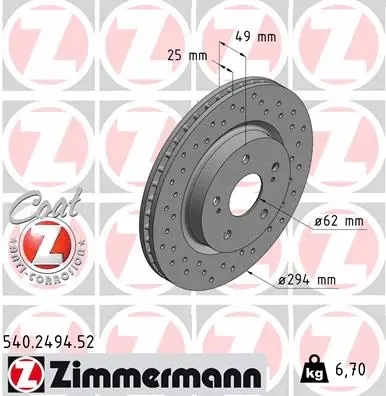 Disque de frein ZIMMERMANN 540.2494.52