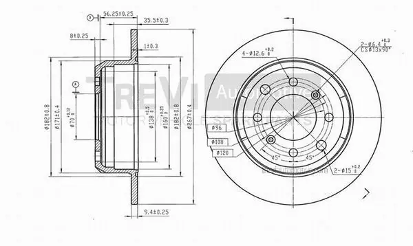 Disque de frein TREVI AUTOMOTIVE BD1000