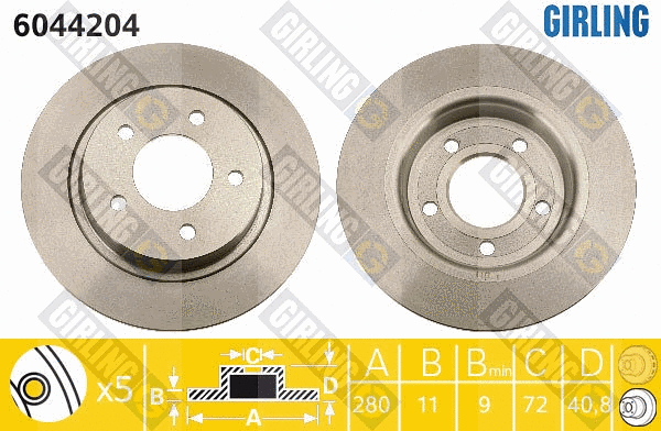 Disque de frein GIRLING 6044204