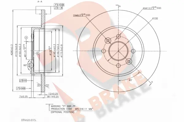 Disque de frein R BRAKE 78RBD23574