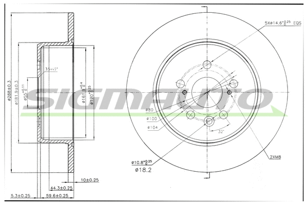 Disque de frein SIGMAUTO DBB489S