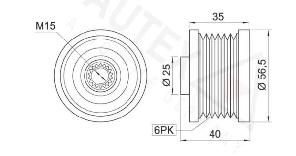 Poulie roue libre, alternateur AUTEX 654291