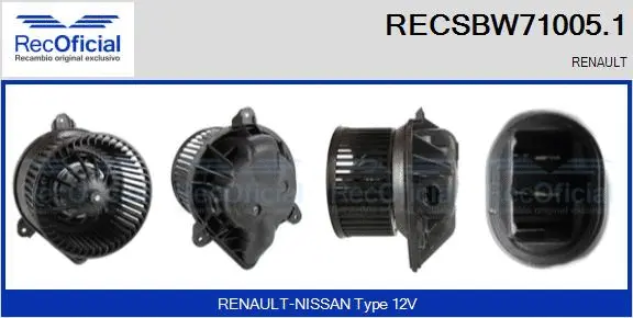 Pulseur d'air habitacle RECOFICIAL RECSBW71005.1