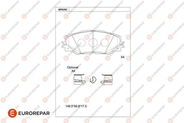 Kit de plaquettes de frein, frein à disque EUROREPAR 1681209680