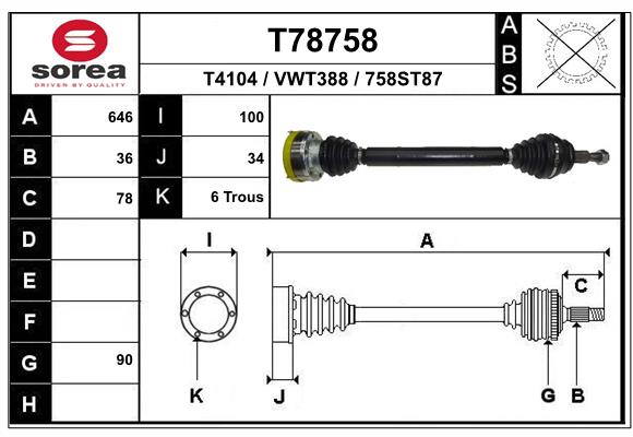 Arbre de transmission EAI T78758