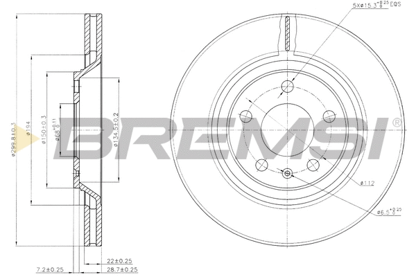 Disque de frein BREMSI CD7889V