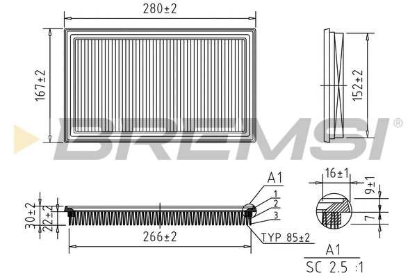 Filtre à air BREMSI FA1212