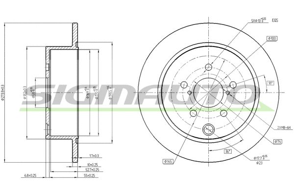 Disque de frein SIGMAUTO DBC211S