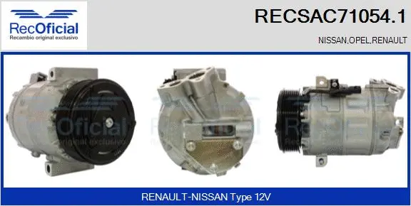 Compresseur, climatisation RECOFICIAL RECSAC71054.1