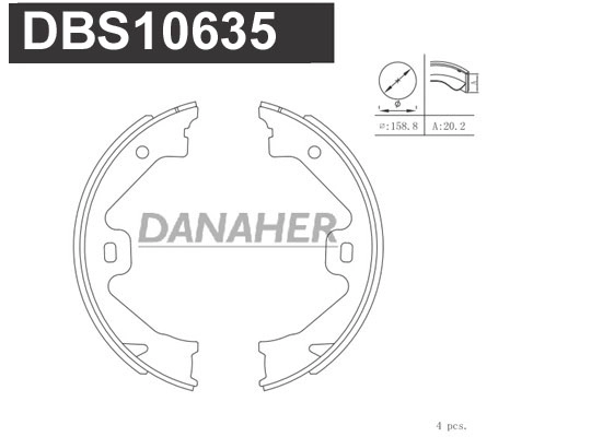 Jeu de mâchoires de frein, frein de stationnement DANAHER DBS10635