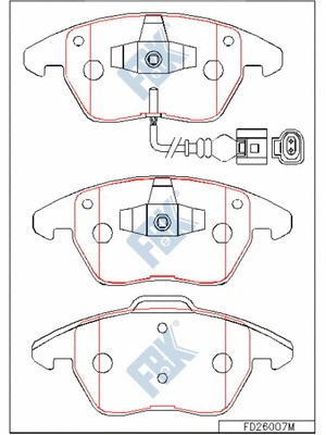 Kit de plaquettes de frein, frein à disque FBK FD26007M