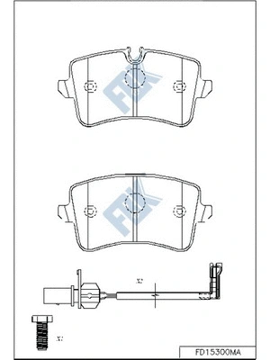 Kit de plaquettes de frein, frein à disque FBK FD15300MA