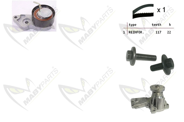 Pompe à eau + kit de courroie crantée MABYPARTS OBKWP0150