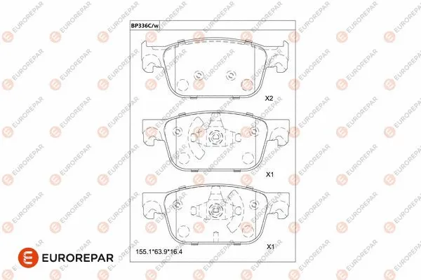 Kit de plaquettes de frein, frein à disque EUROREPAR 1681244080