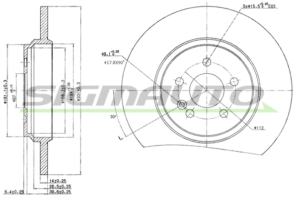 Disque de frein SIGMAUTO DBB099S