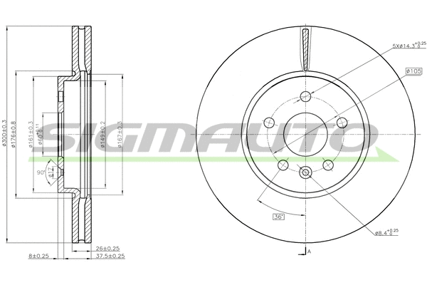 Disque de frein SIGMAUTO DBC385V