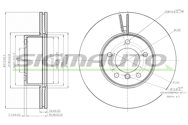 Disque de frein SIGMAUTO DBB717V